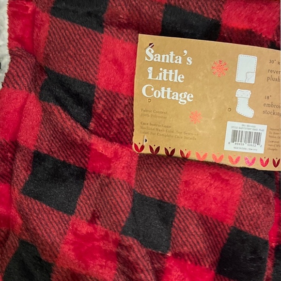 Baby’s 1st Christmas Stocking & Blanket Holiday Gift Set Red Plaid Sherpa Fleece - Picture 3 of 4